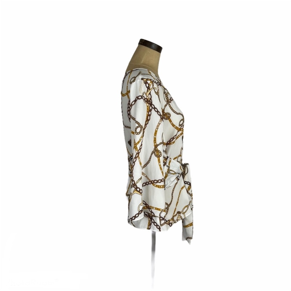 Worthington Chic Chain Print Blouse with Tie Waist - Picture 3 of 9